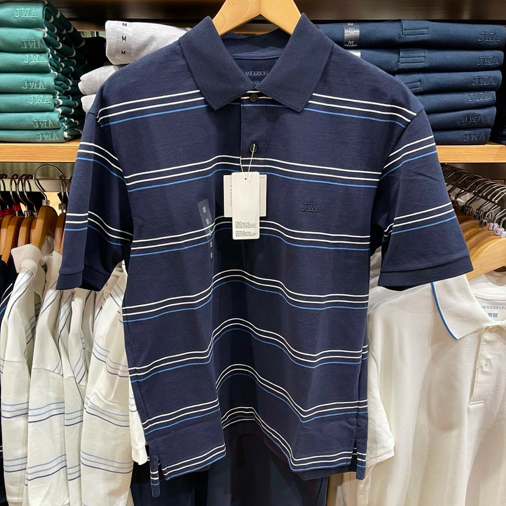Polo Uniqlo Man JWA DRY PIQUE garis 69 navy
