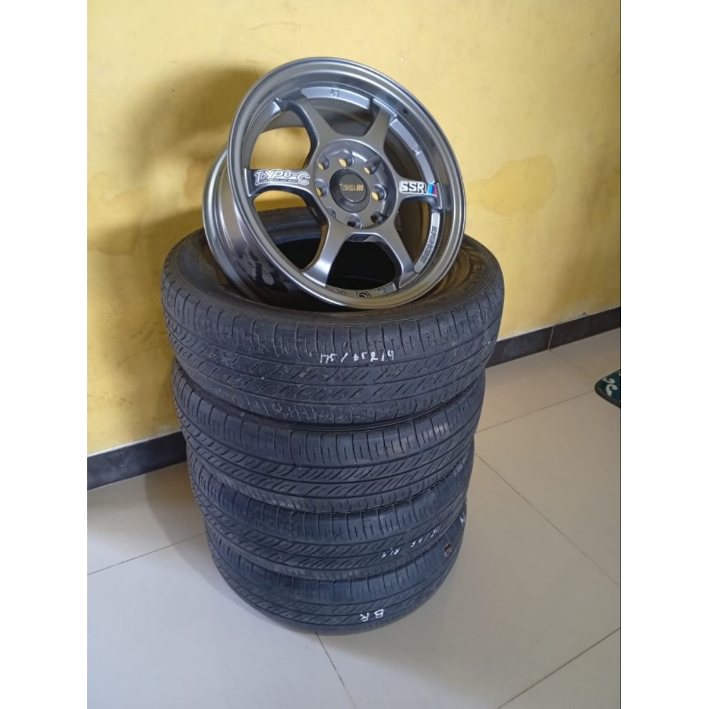 (PROMO) 1 SET VELG BARU SSR TYPE C BAN SECOND R14 H8 WARNA GUN METAL