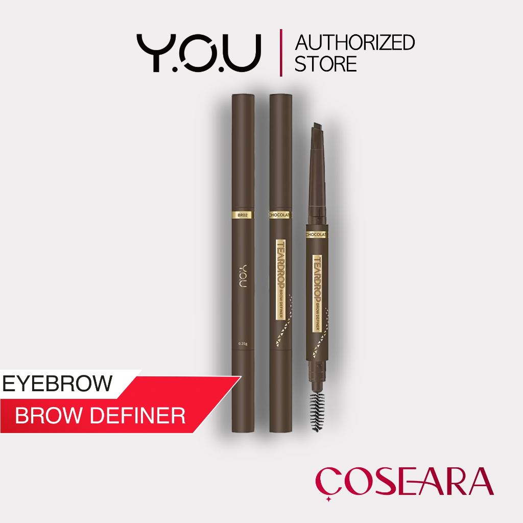 YOU Teardrop Brow Definer | Pensil Alis | Smooth | Natural Groomed | Waterproof | Pigmented | 0.25g