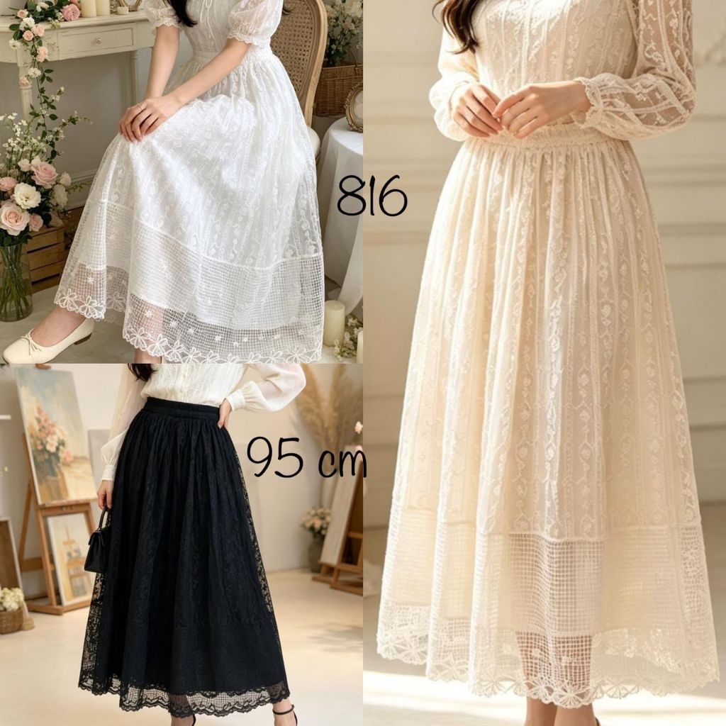 Rok Import Brukat ukuran Panjang, Premium, Bahan Brukat, Furing Panjang, Panjang Rok 95 cm