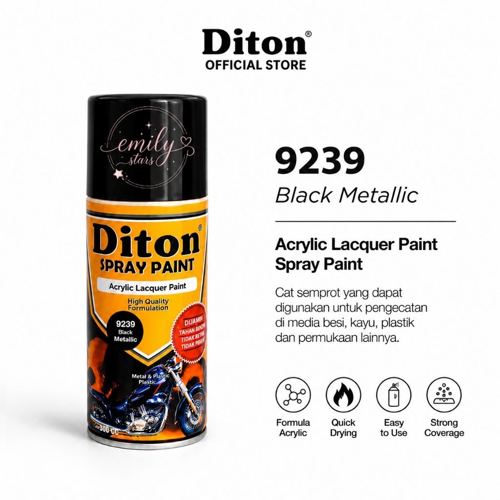 9239 Black Metallic DITON PREMIUM / Cat Semprot Diton Premium / Pilok Black Metallic Hitam Metalik D