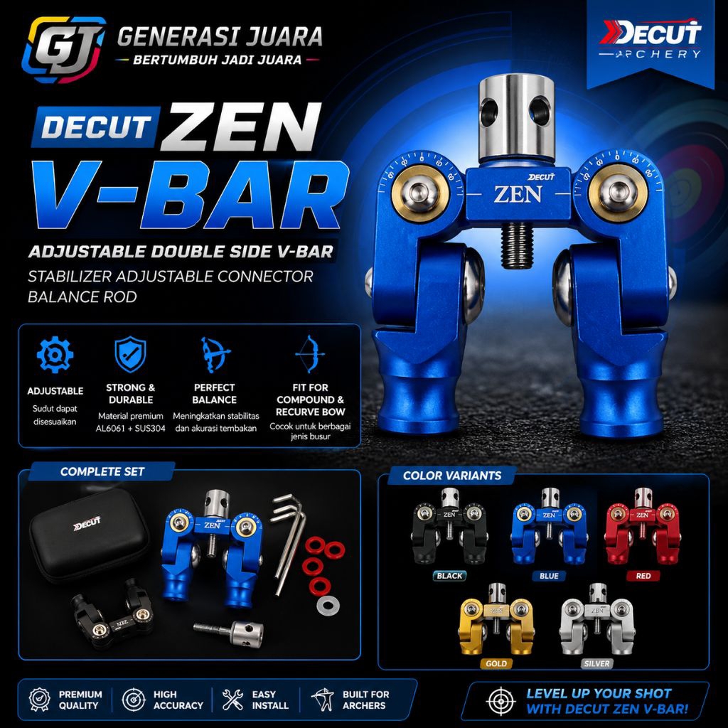 DECUT ZEN V-BAR Adjustable Double Side | V-Bar Stabilizer Recurve & Compound Bow | Connector Stabili