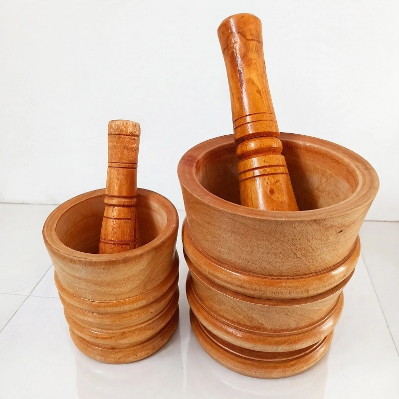Set Lumpang Kayu Mini Alu Penumbuk Lesung Kayu Tradisional