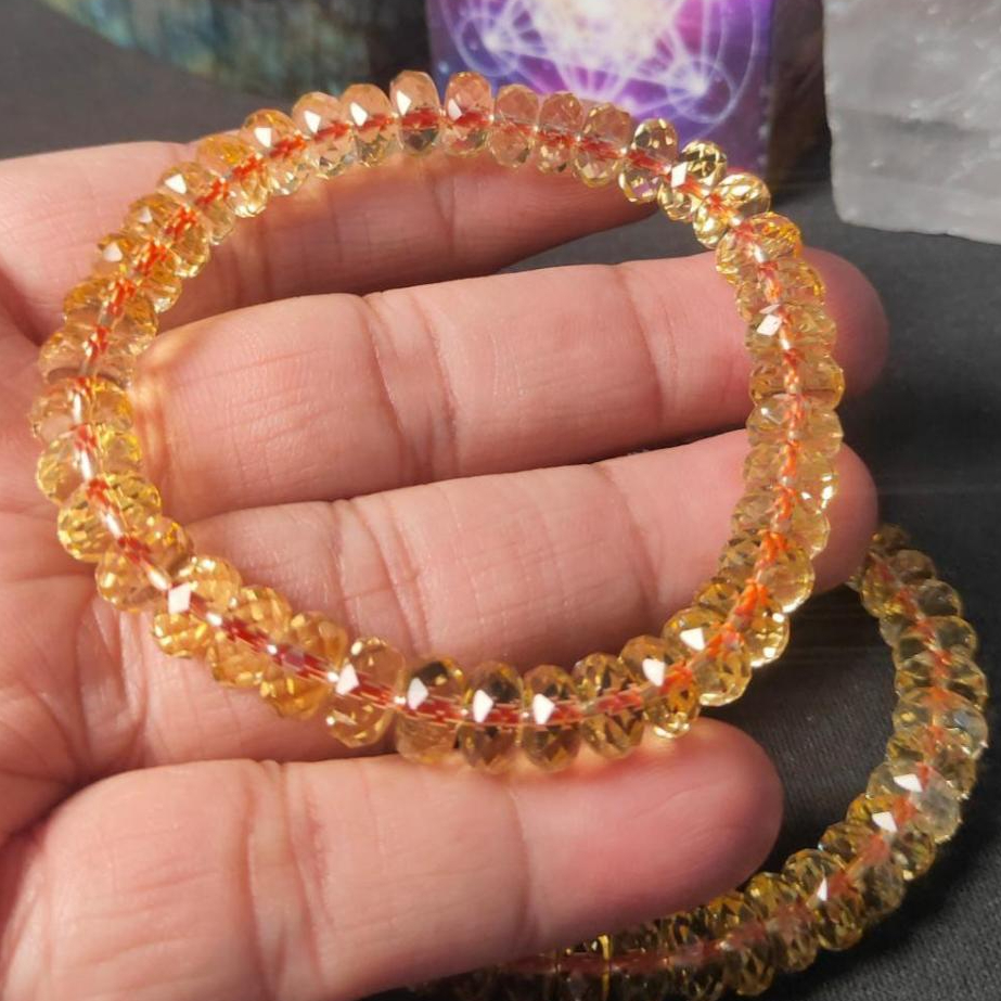 Bracelet / Gelang Citrine Rondelle Faceted (4-5*8-9mm bead) Grade 3A