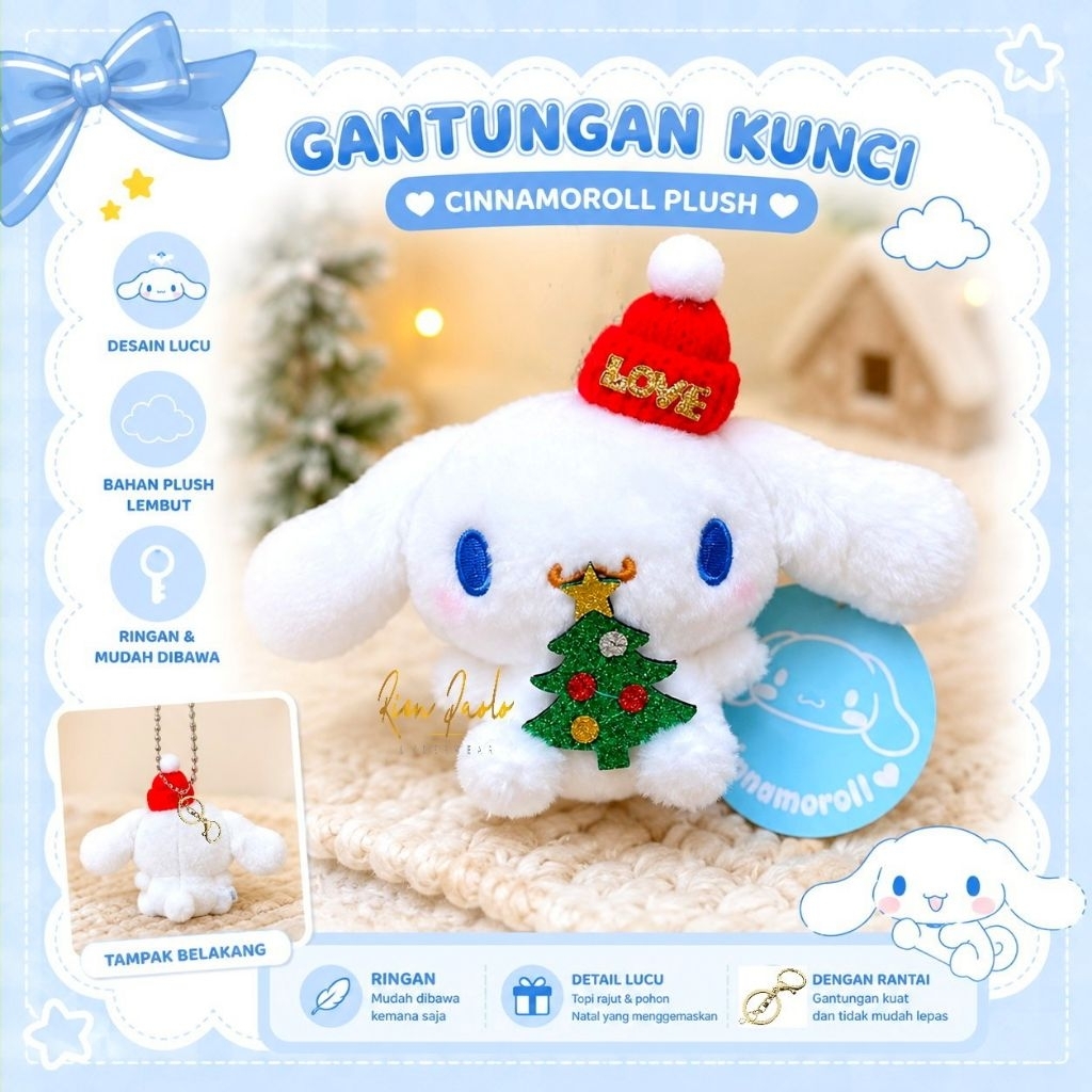Gantungan Kunci Sanrio Bagcharm Cinnamoroll Keychain Cute Aksesoris Tas Lucu Rien Paolo Premium 8851