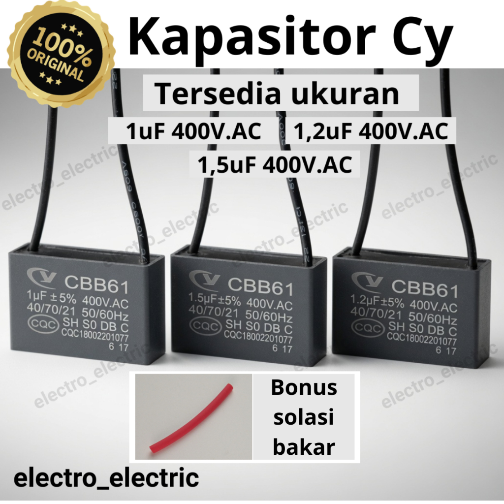 Kapasitor Kipas Angin CBB61 Cy 1.5uf 400v.AC  - Capasitor CBB61 Kipas Angin 1.2uf 400v.AC - Kapasito