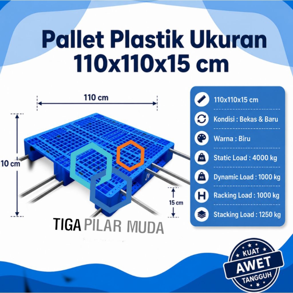 Palet plastik
ukuran 110×110×15cm Palet plastik baru berkualitas

tinggi Palet plastik susun forklif