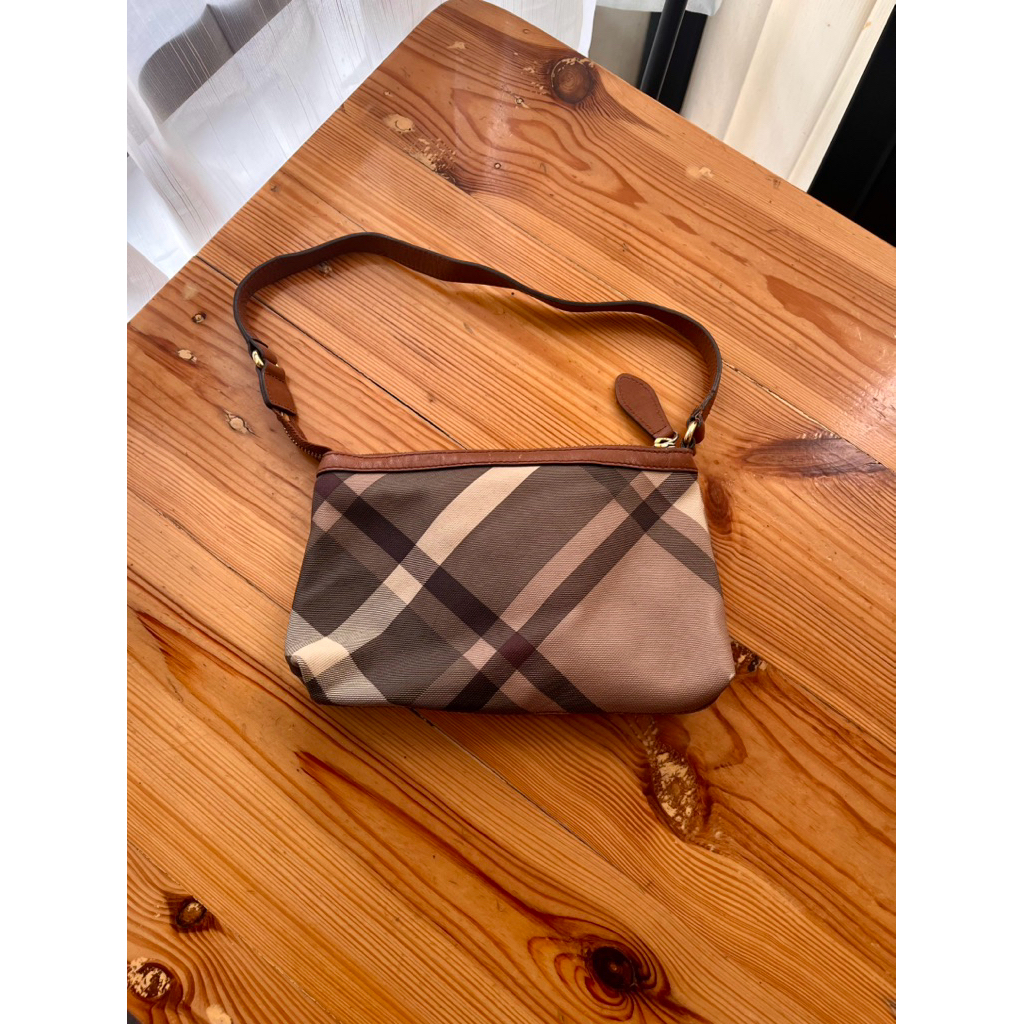 Tas ketek kanvas coating daks coklat | Shoulder bag mini kotak2 vintage
