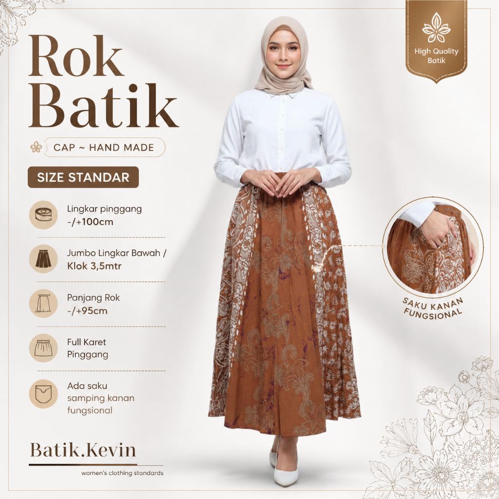 BATIK KEVIN - Rok Batik Cap Rok Payung Bawahan Wanita