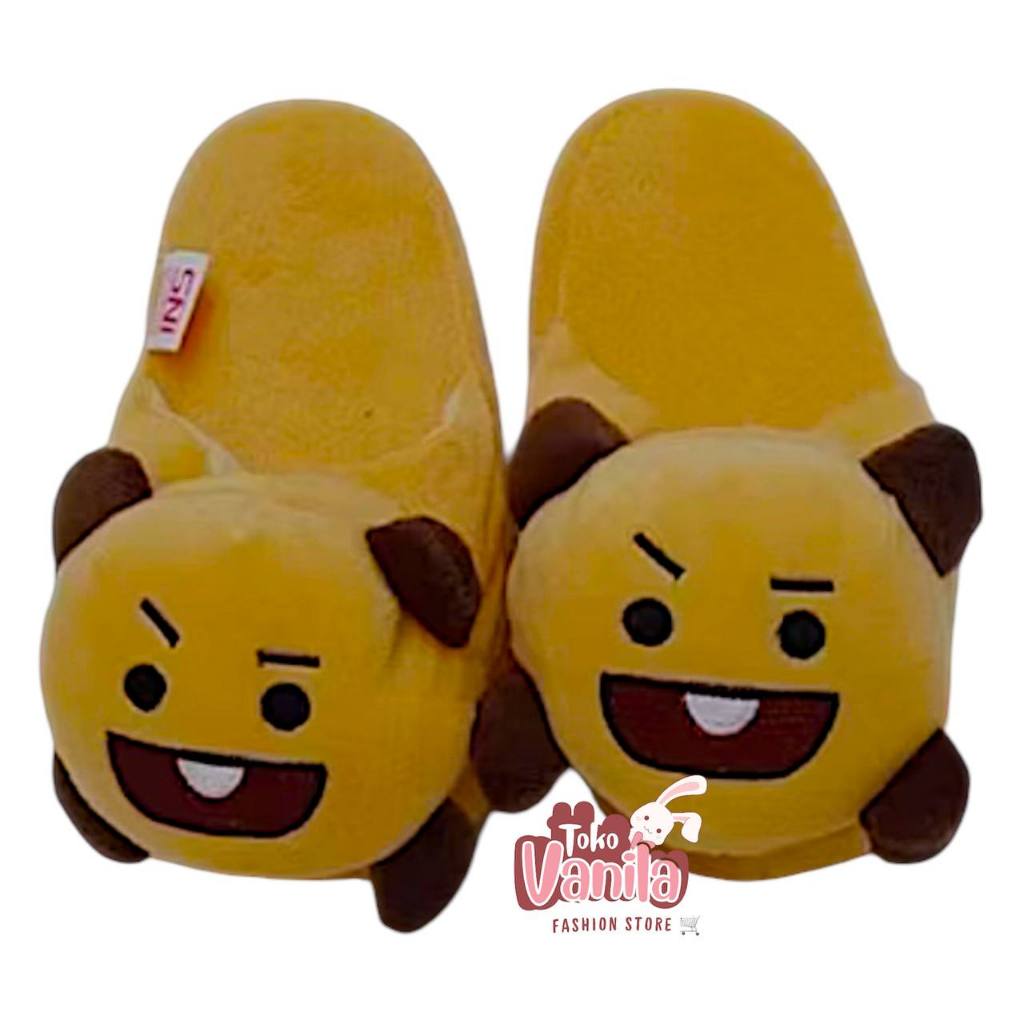 Sandal Karakter Boneka Shoky Sandal Boneka BT21 Shocky / Sandal Rumah Bulu Lembut Dan Empuk