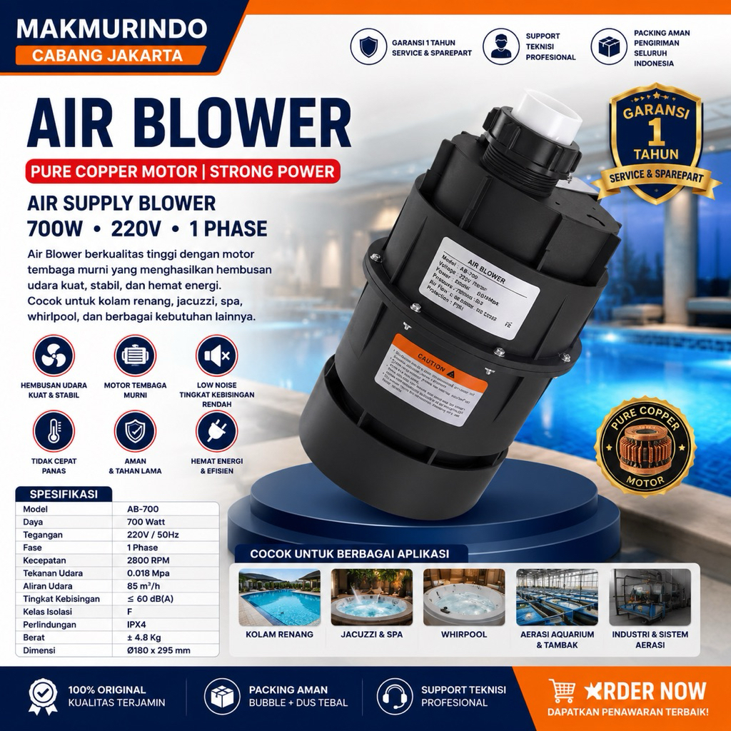 Air Blower Kolam Renang Jacuzzi Spa / Air Supply blower Varijet Whirpool