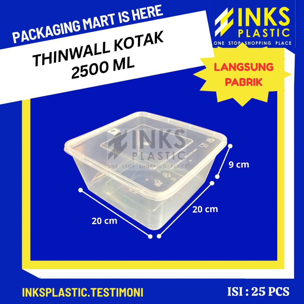 THINWALL 2500 ML KOTAK SQUARE FOOD CONTAINER PLASTIK 2500ML