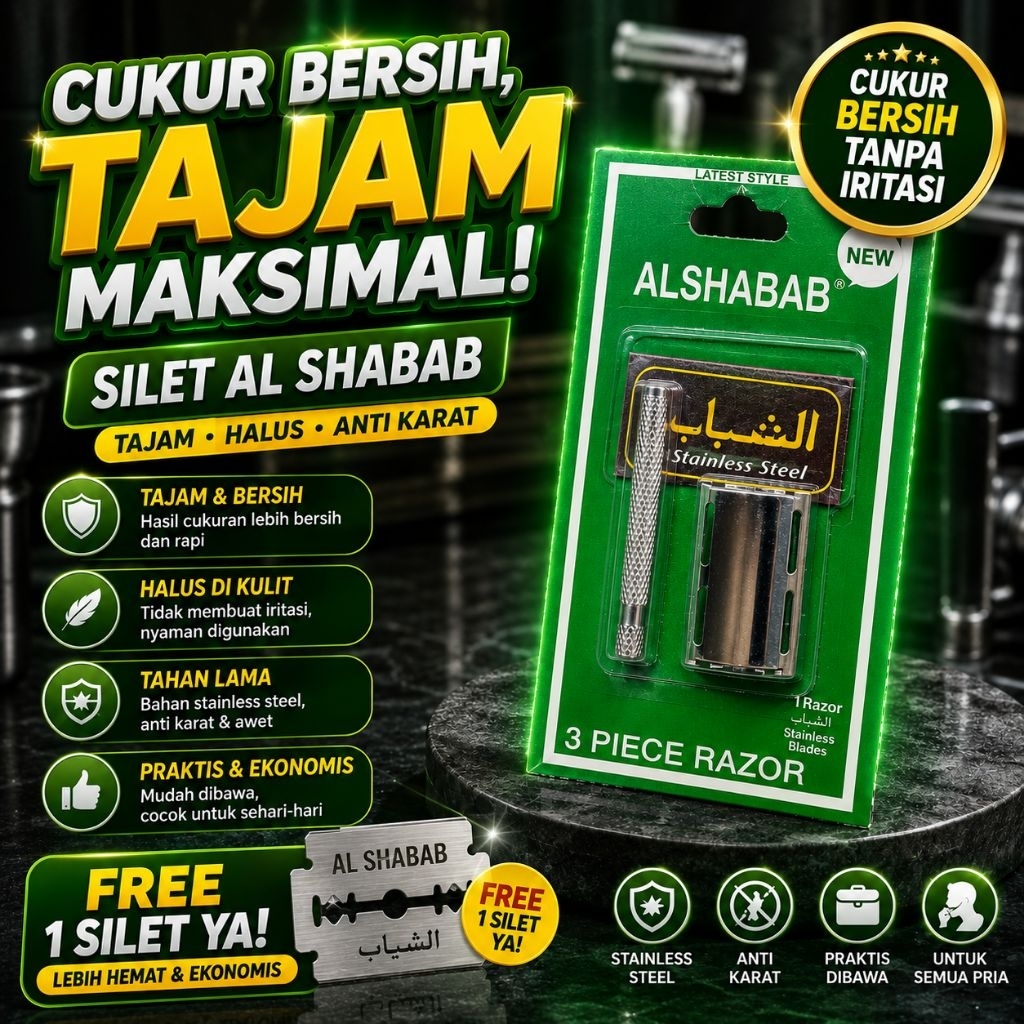 Alat Cukur Merk Al Shabab 1 set dengan Silet nya