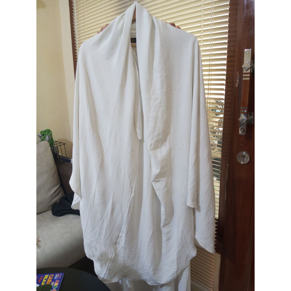 Gamis set french khimar putih preloved
