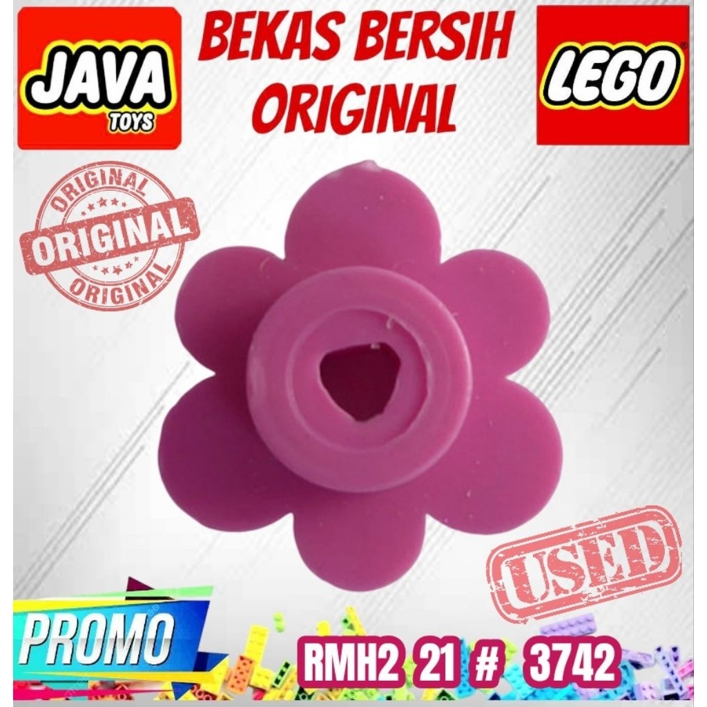 PART LEGO CITY ORI ( RMH2 21 # 3742 ) LEGO CITY Plant Flower w/ Small Pin Hole Bekas Layak Pakai