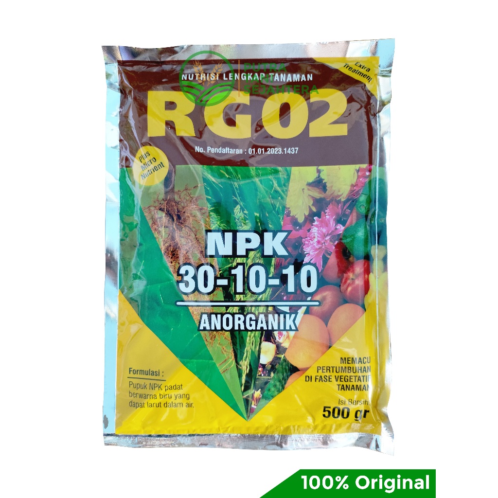 Pupuk RG 02 500gr NPK 30-10-10 memacu pertumbuhan fase vegetatif