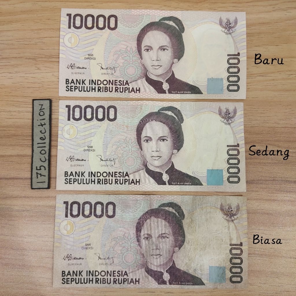 Uang Kertas Kuno Indonesia 10.0000 Rupiah Cut Nyak Dien Tahun 1998 Asli