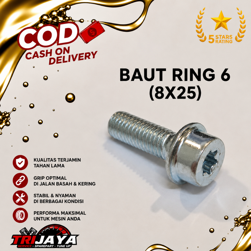 Baut Piringan Cakram Bintang 8 x 25 / Baut Cakram Bintang 8 x 25 / Baut Bintang