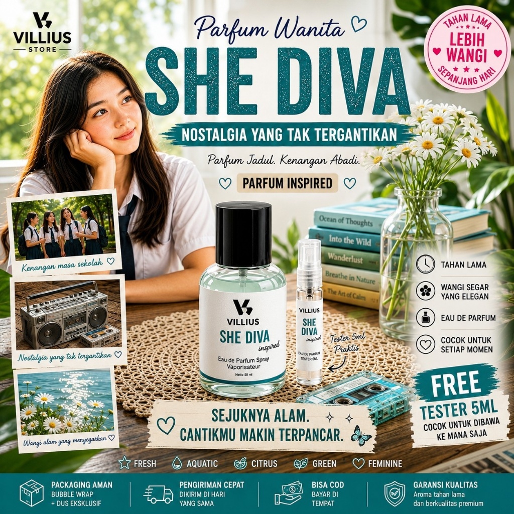 Parfum Jadul She Diva Aroma Tahun 90an Parfume Wanita Wangi Tahan Lama Edt Edp Extrait 35ml 55ml Vil