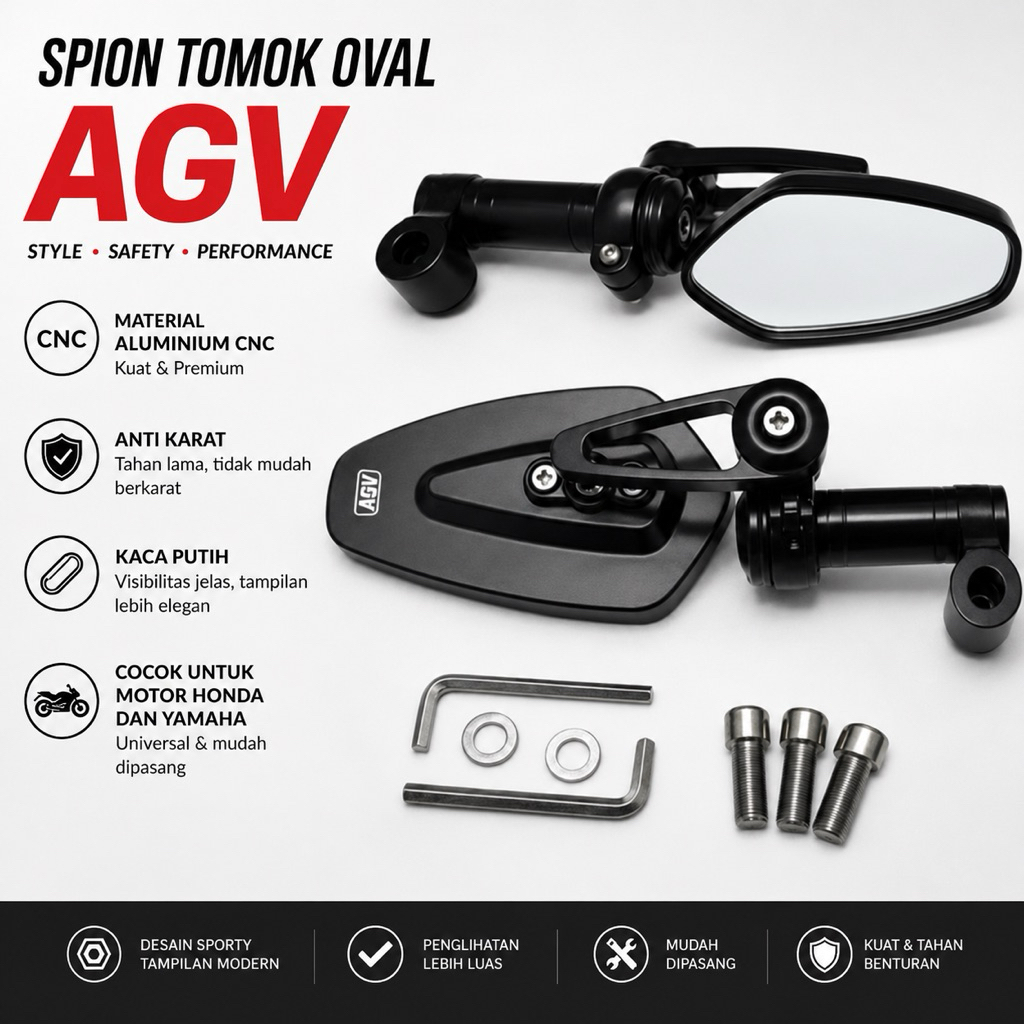 Spion Tomok Oval Octagon AGV Racing Univesal Semua Motor