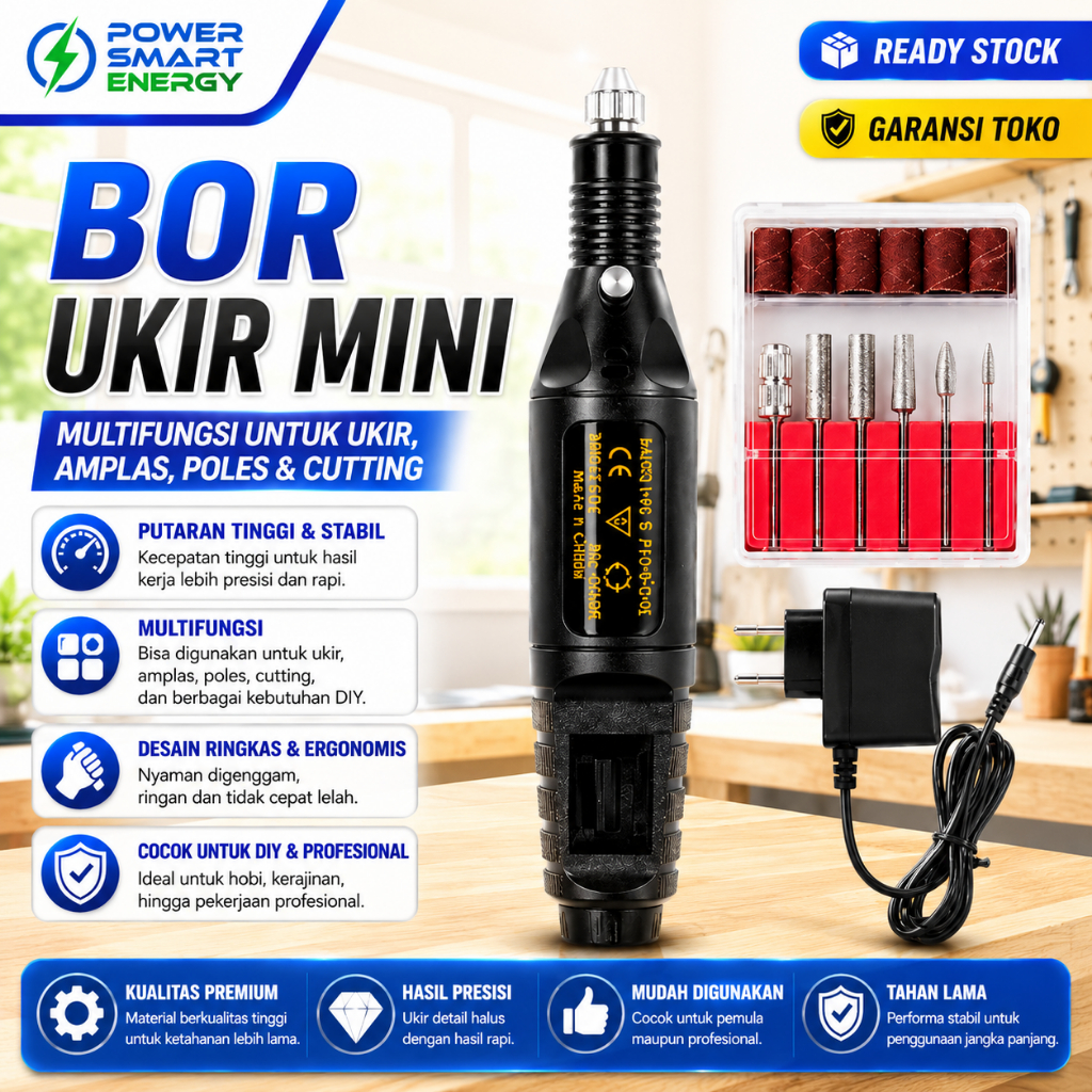 Bor Ukir Mini Multifungsi 13W Set Lengkap Mini Grinder Mini Drill Alat Ukir Amplas Poles Cutting DIY