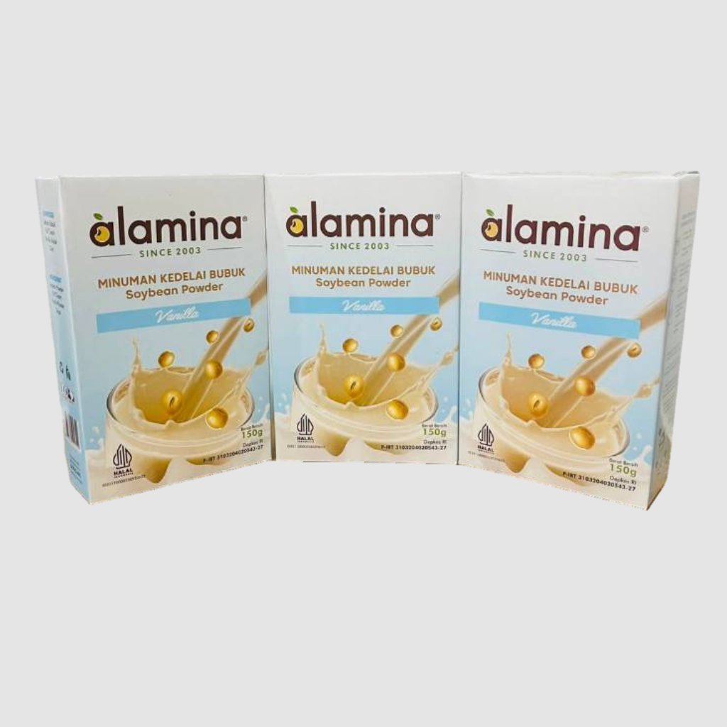Alamina Minuman Kedelai Bubuk Vanila 150g, Serbuk Kedelai, Tidak Mengandung Laktosa