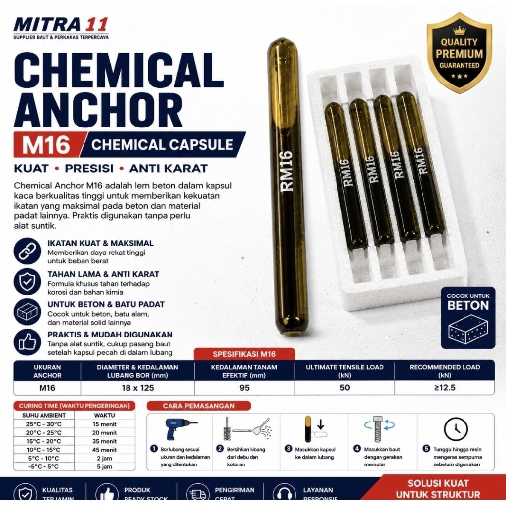 LEM ANGKUR KAPSUL LEM BETON M16 ANGKUR BOLT CHEMICAL ANCHOR