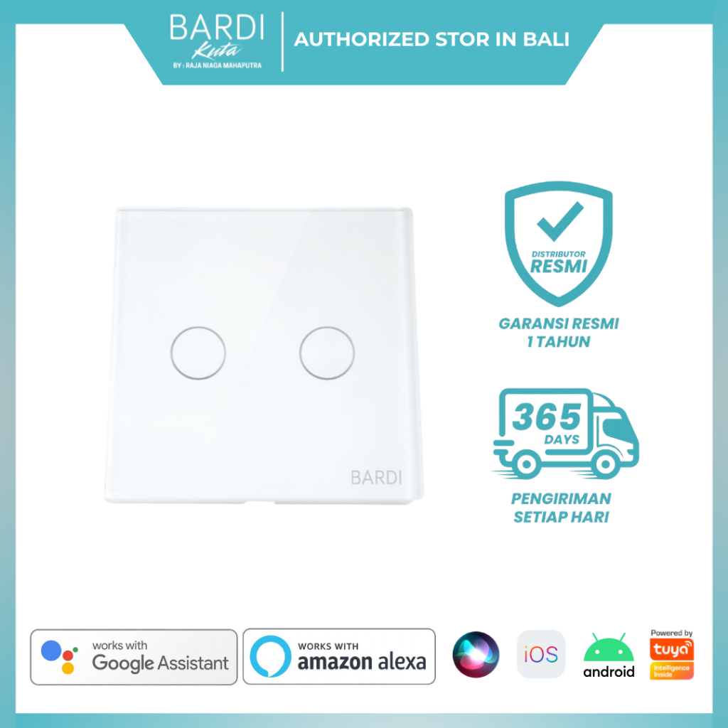 BARDI Smart Saklar Wall Switch EU 2 Gang Hitam