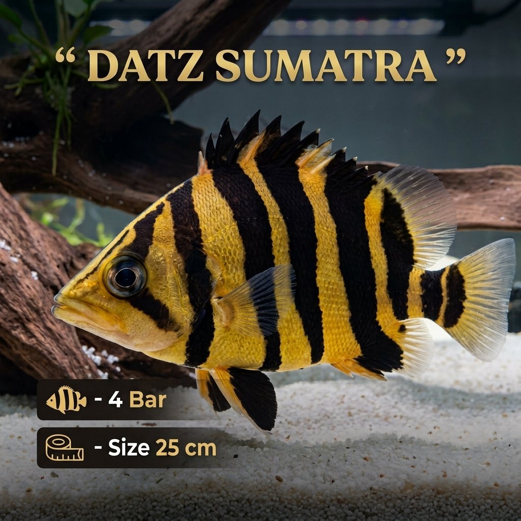Ikan DATZ Sumatra 4 Bar 25cm | Warna Hitam Kuning Motif Garis Aquarium - Ikan Predator Indonesia