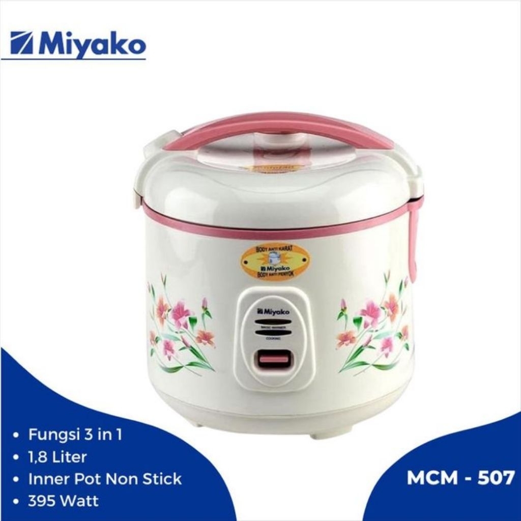 Rice Cooker Miyako MCM 507 Magic Com Miyako 1,8 Liter MCM-507 Magic Com Miyako 3in1 MCM507