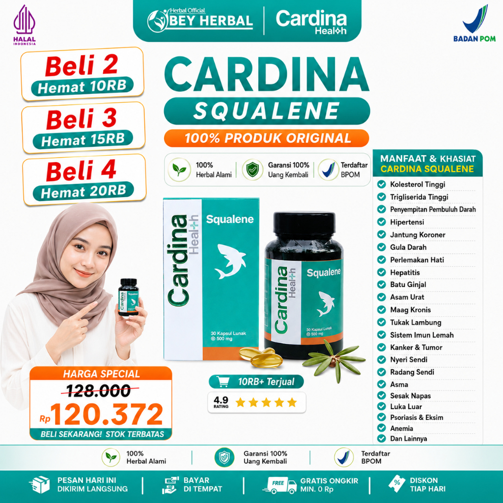 Cardina Squalene Herbal Esktrak Minyak Hati Ikan Hiu - Cardina Health Squalene Original Multi Khasia