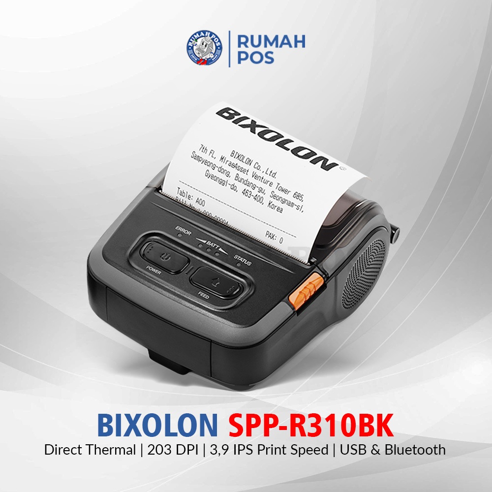 Bixolon Printer Portable SPP-R310BK Mobile Thermal Receipt 80mm Bluetooth