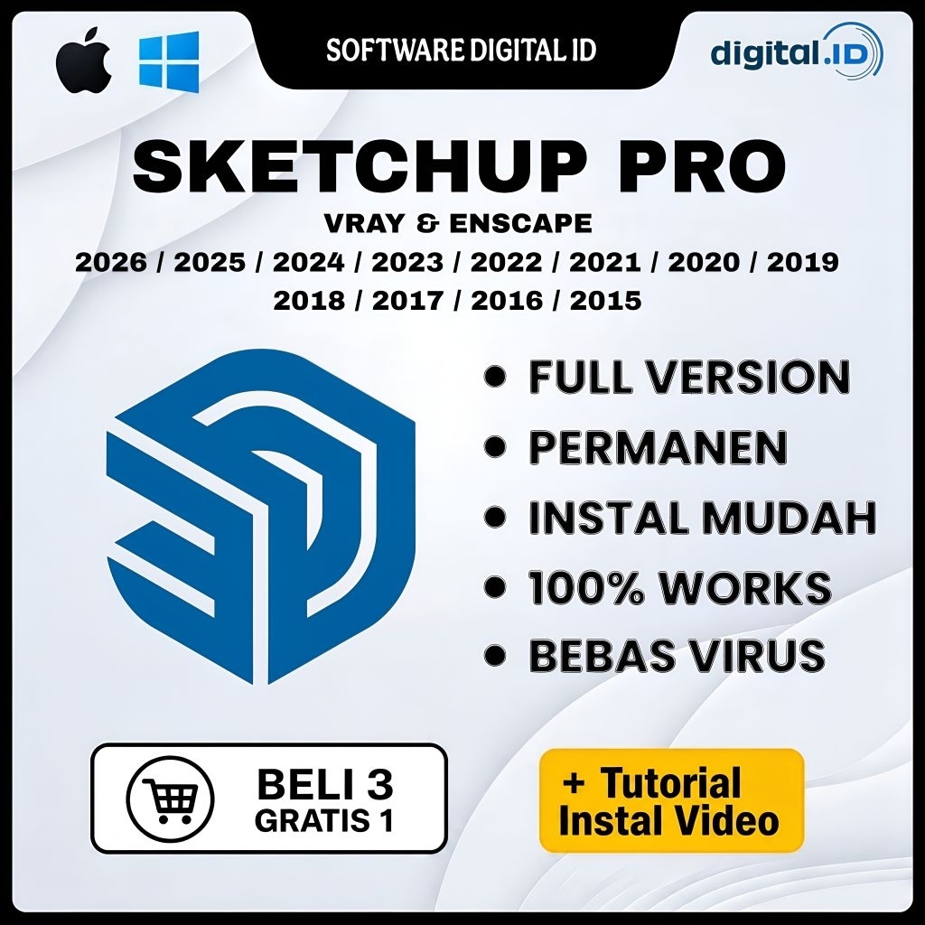 Sketchup Pro 2026 - 2015 Full Version Lifetime Permanen Windows & Mac Os | Tersedia Versi 2026 / 202