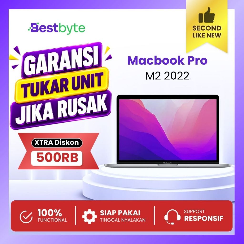 Apple Macbook Pro M2 13 inch RAM 8/16 SSD 128/256/512 | Mulus / Second / Original / Berkualitas / Ga
