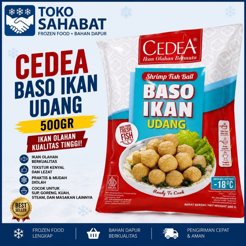 CEDEA BASO IKAN UDANG 500GR BAKSO SHRIMP FISH BALL