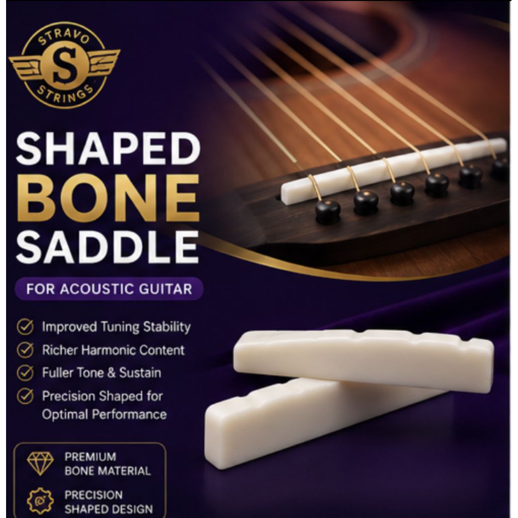 Saddle Gitar Tulang sapi asli | Shape Bone Saddle Gitar Akustik | Premium Bone Saddle | Saddle Gitar