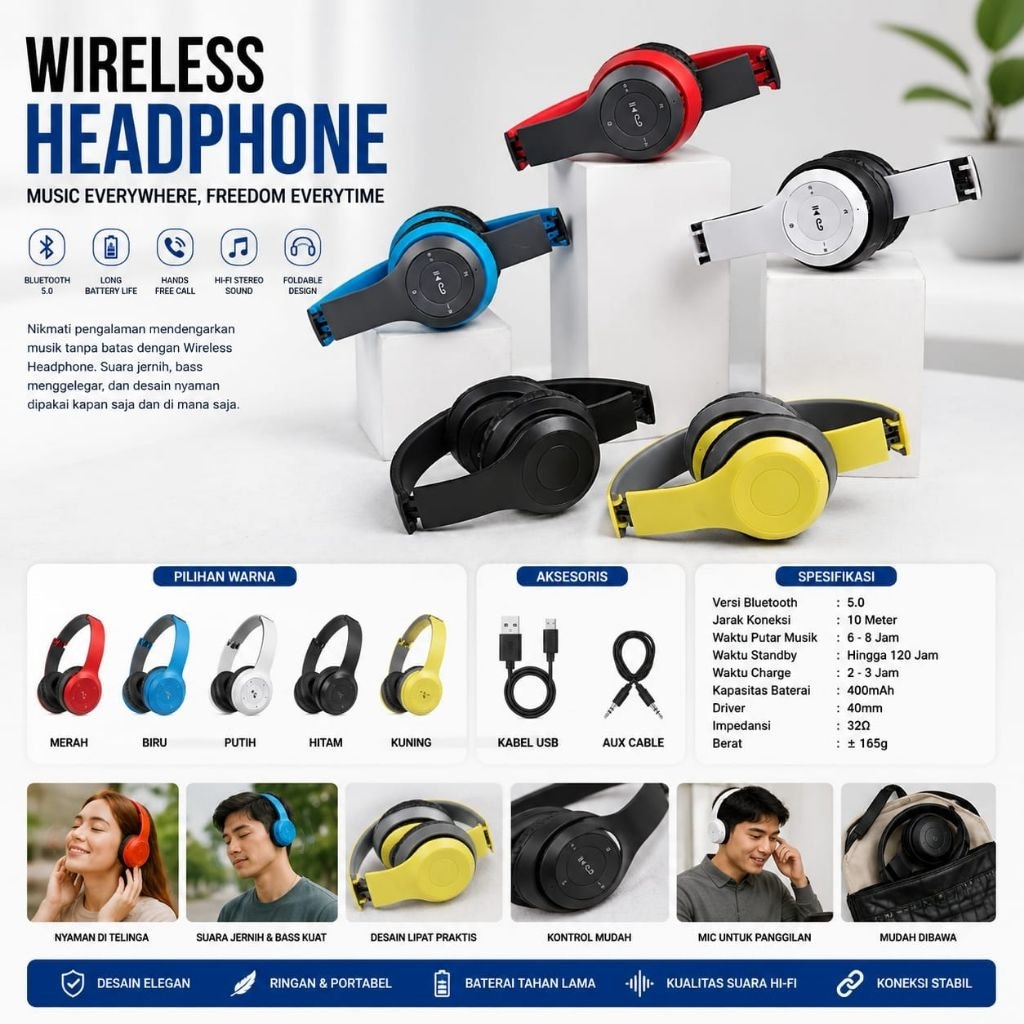 Headphone Bluetooth P47