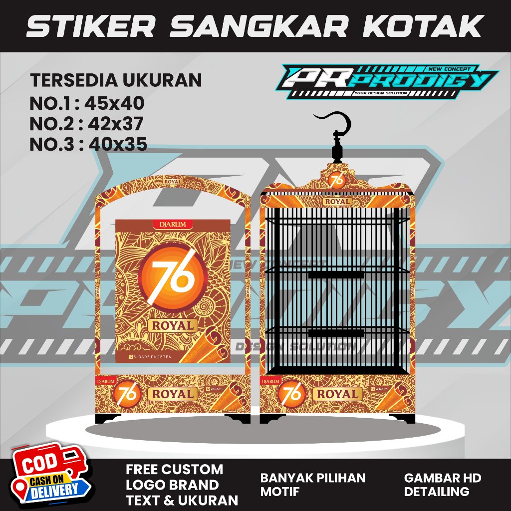 Stiker Decal DJARUM 76 ROYAL /Sangkar Burung Koper/Single Fighter Kotak - Sangkar Burung Kosan