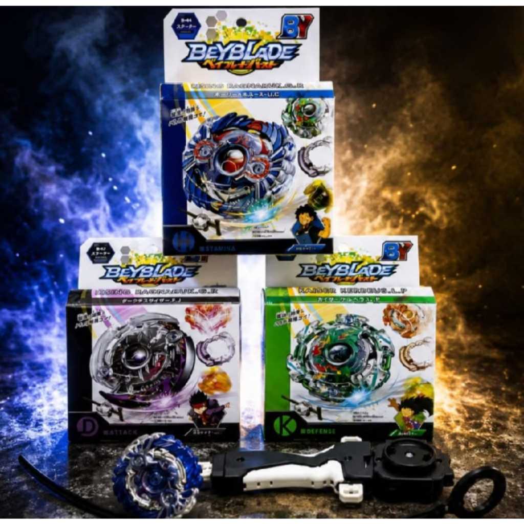 Beyblade Metal Fusion B-42 Set Mainan Gasing Arena Battle + Launcher Tarik Mainan Anak Beyblade Meta