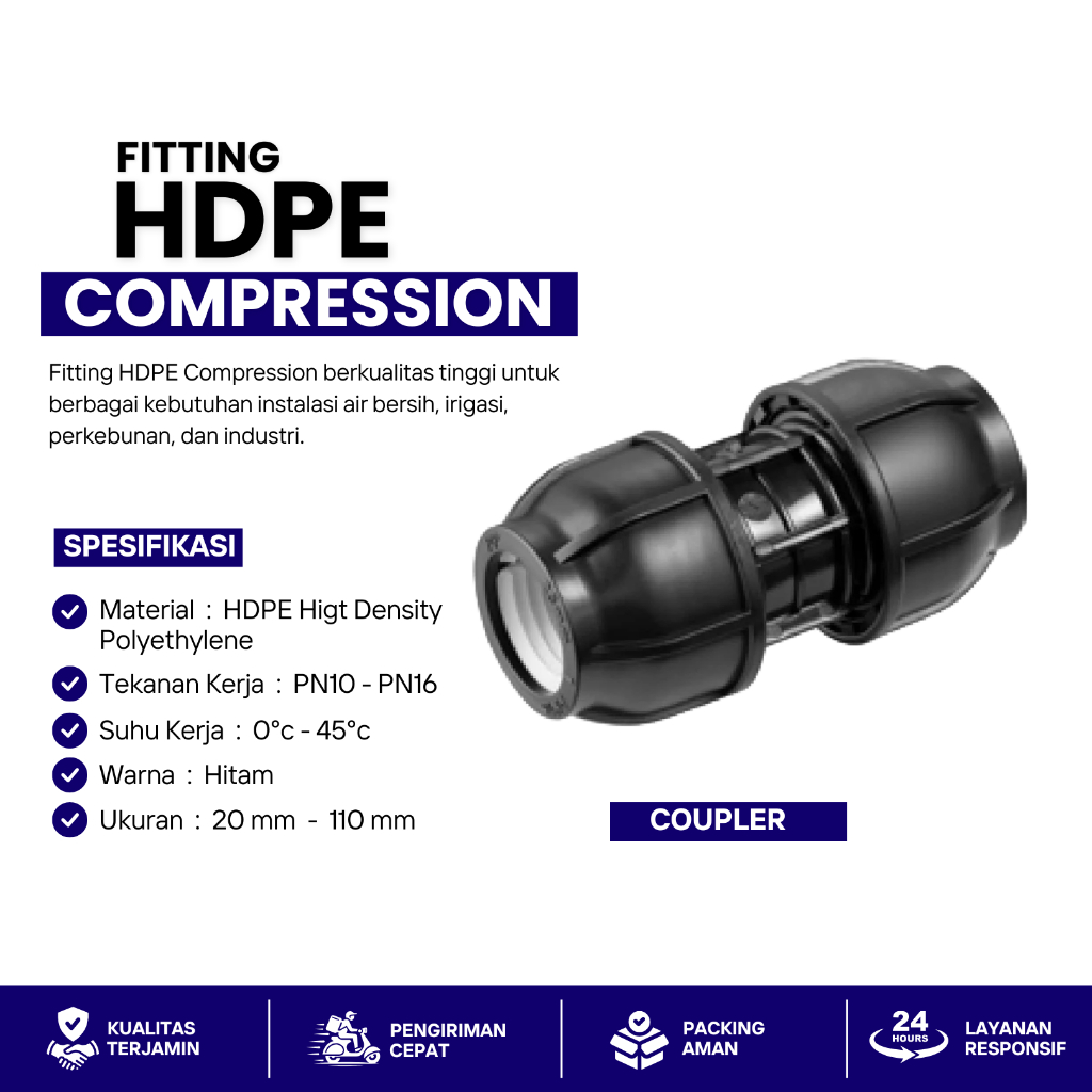 Copler Hdpe 40mm / Fitting Hdpe (distributor Hdpe)