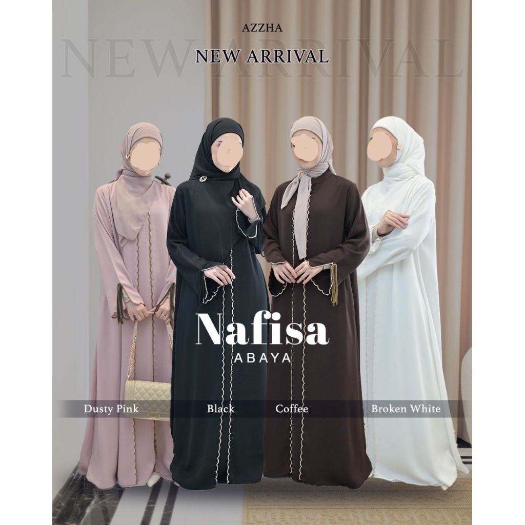 Azzha - Nafisa Dress Abaya Polos Gamis Nyaman Jetblack