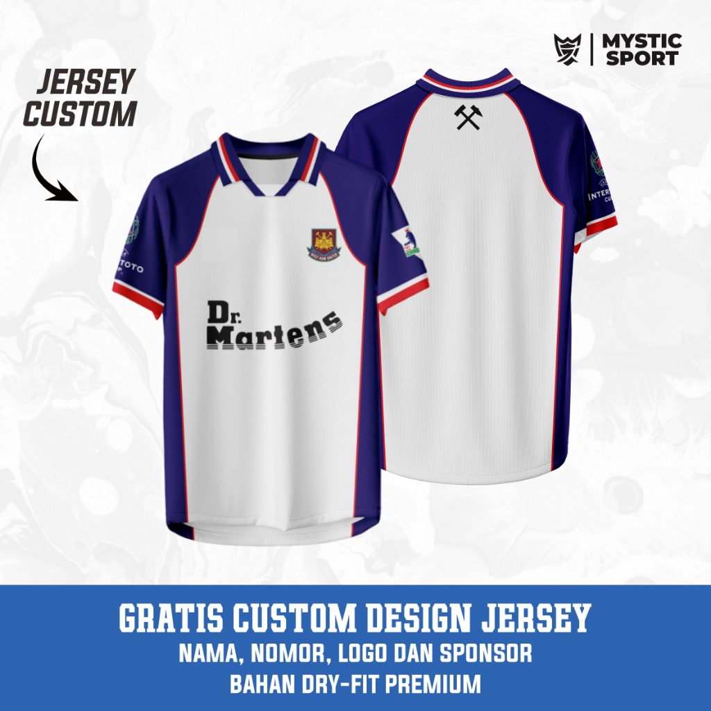 MysticSport  -  Jersey Fantasy / Retro West Ham United Full Printing Custom