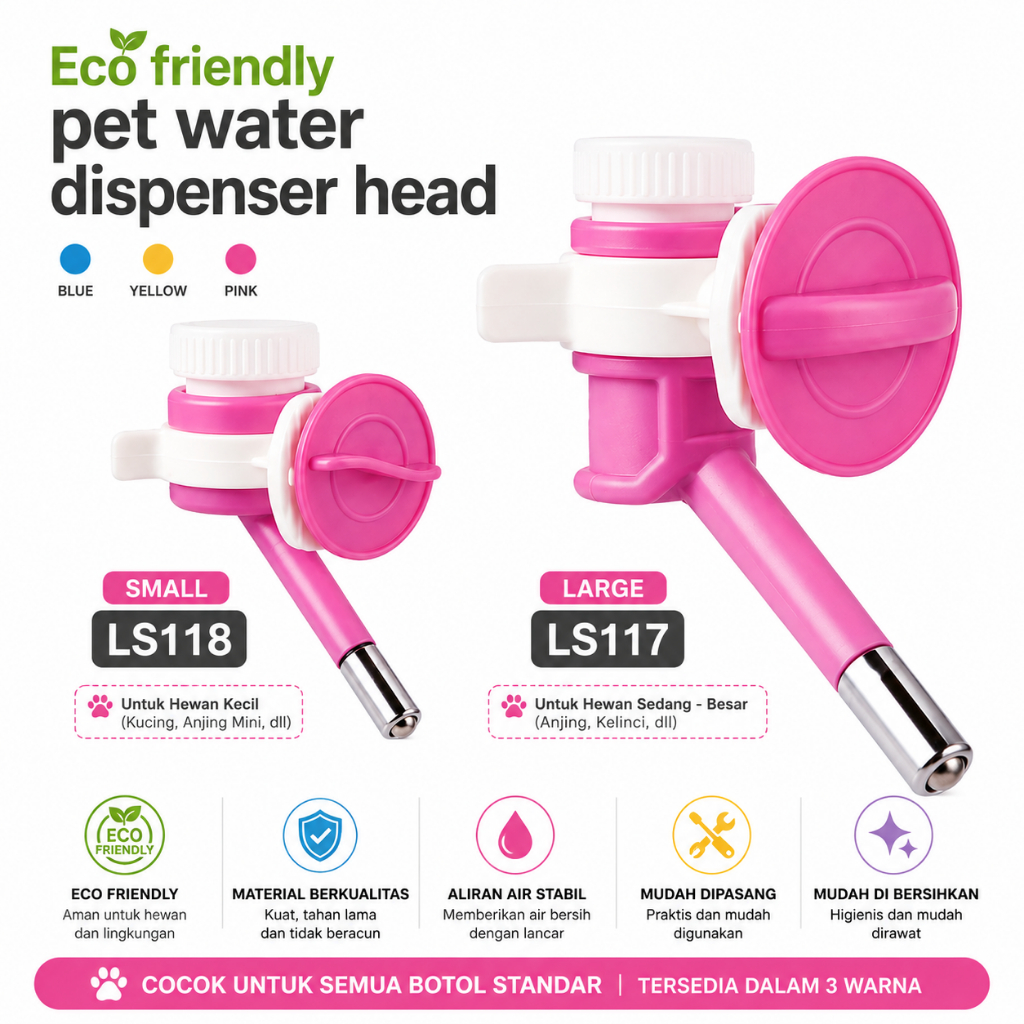 LS117 & LS118 Tempat Minum Hewan Otomatis Nozzle Stainless || Eco Friendly Pet Water Dispenser Head