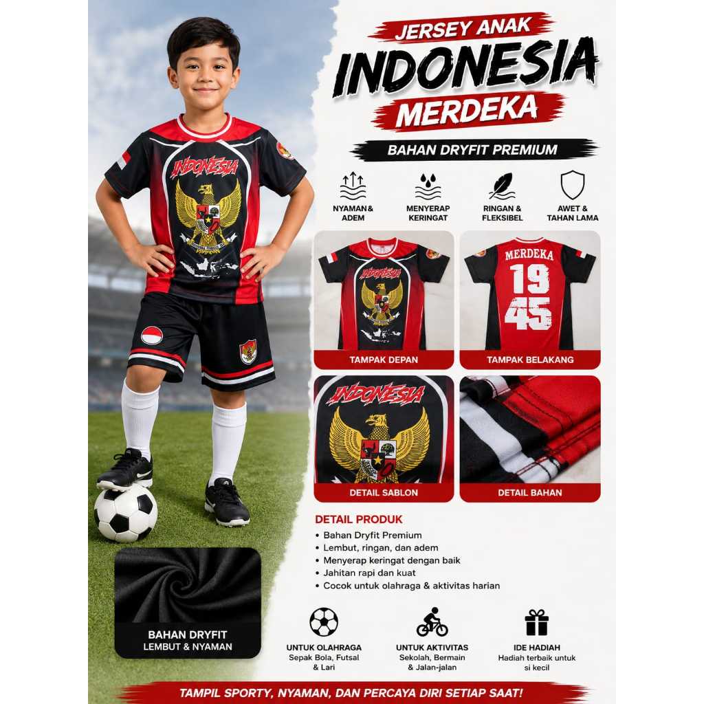 JERSEY ANAK INDONESIA MERDEKA LOGO GARUDA