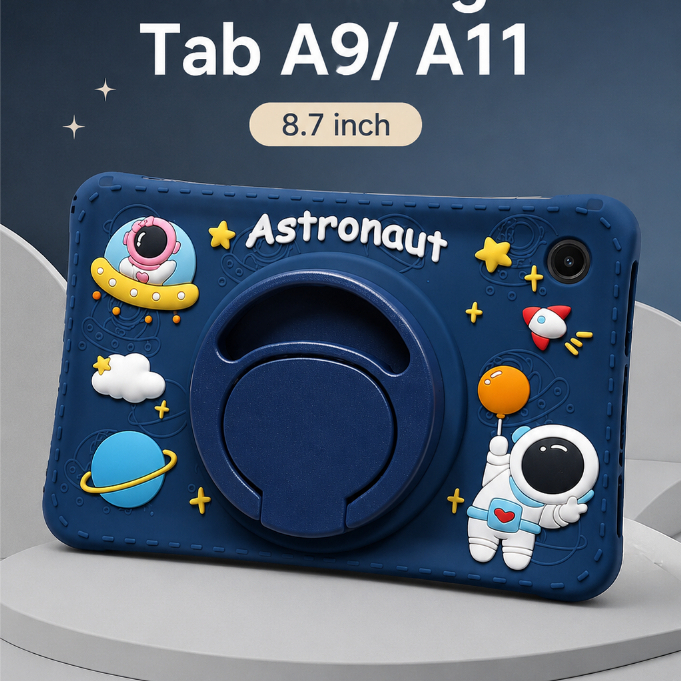 Case Samsung Tab A9 / A11 8.7 inch | A9+ 11 Inch Case Motif Silicon Astronout Free Tali / Silikon Ca
