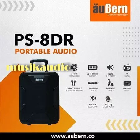 GROSIR SPEAKER PORTABLE BLUETOOTH AUBERN PS8DR 8 INCH GARANSI RESMI