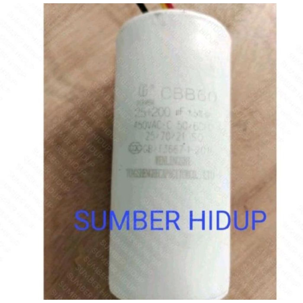Kapasitor CBB60 20+200uf / 25+200uf 450V AC Capasitor CBB 60 20+200 UF MFD / 25+200 UF MFD 450VAC 3 