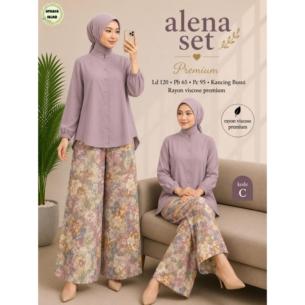 Alena Set Kulot Rayon Polos Mix Bunga (Athaya)