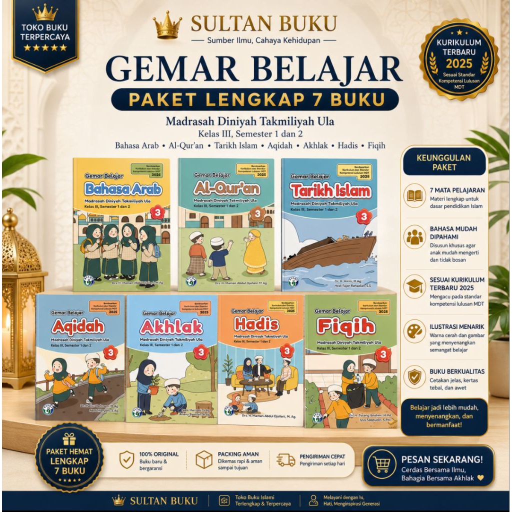 Buku MDTA / MDTU Kelas 3 SD/MI Kurikulum 2025 Terbaru. Lengkap 7 Buku MDTA Penerbit Rizky