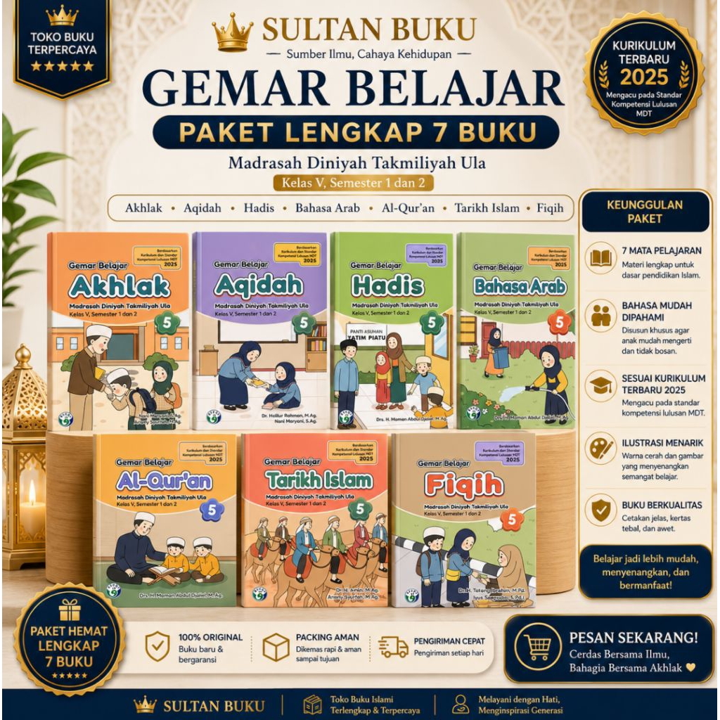 Buku MDTA / MDTU Kelas 5 SD/MI Kurikulum 2025 Terbaru. Lengkap 7 Buku MDTA Penerbit Rizky